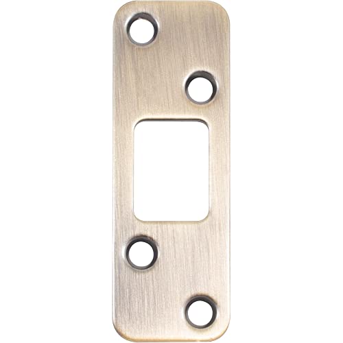 Stone Harbor Hardware Round Corner Deadbolt Strike Plate, 1-1/4" x 3-5/8", 2-1/2" Center-to-Center, Antique Brass - color: Antique Brass