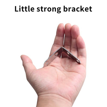 L Shaped Corner Brace - Shelf Brackets: Metal Stainless Steel Lightweight Angle Shelving Support 9 Pack 2 inch with Drywall Screws for Wood Fixing Build Project Fence Desk Bookshelf Cabinet