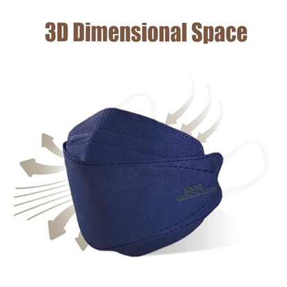 akgk KN95 Face Masks 50 Pack, 5-Ply Disposable Navy Blue Face Mask Against PM 2.5 Smoke and Dust - color: Z-50 Pack-navy Blue