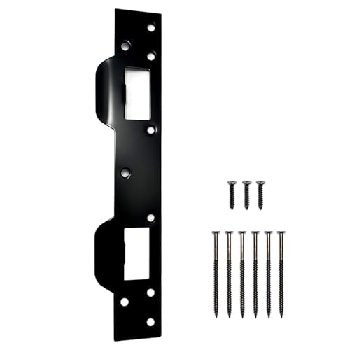 Door Strike Plate Reinforcement Plate, Front Door Strike Plate, Double Strike Plate for 5-1/2 in. Hole Centers, Heavy Duty, Front Door Security Devices Door Latch Plate (Matte Black, 1 Pack) - color: Matte Black, size: 1 Pack