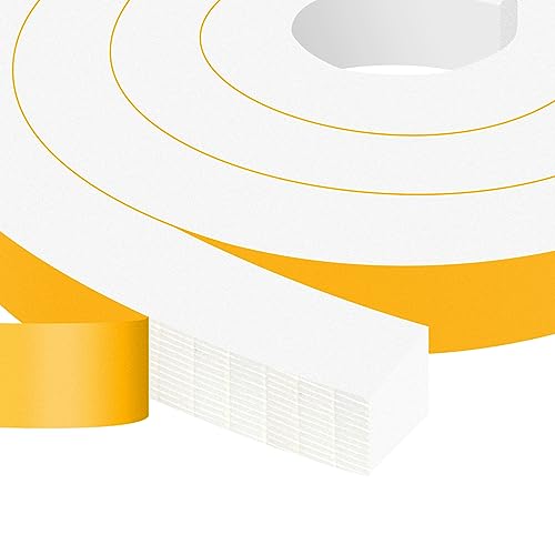 Window Insulation Weather Stripping, High Density Insulation Tape for Door, Soundproof Door Weather Stripping, Adhesive Foam Gasket Tape, Anti-Bug, Weatherproof (1 in x 1 in x 13Ft), White - color: White, size: 1 In x 1 In x 13Ft
