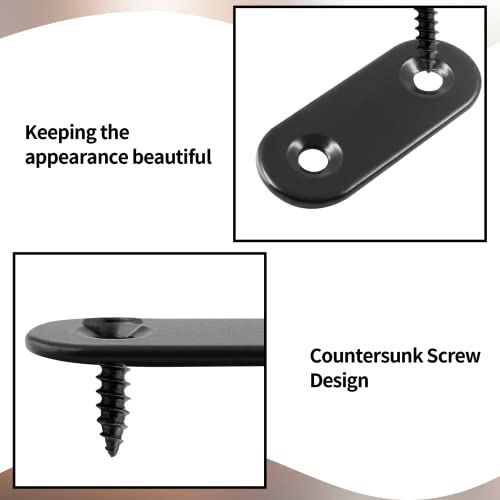 Jiozermi 12 Pcs Straight Brace, Flat Brace 1.6” x 0.6”, Stainless Steel Straight Bracket, Mending Joining Plates for Wood, Board, Bed Frame, Furniture & Shelves, Matte Black - size: Black, 1.6” x 0.6”, 12 Pcs