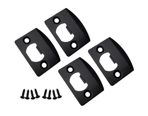 QCAA Solid Brass Latch Strike Plate L 2-1/4" x W 1-7/16", Screw Hole CTC 1-5/8", Matte Black, Made in Taiwan, 4 Pack - color: Matte Black, size: 4 Pack