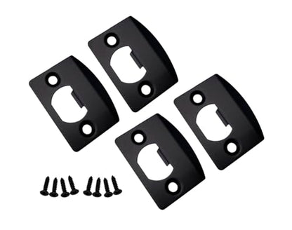 QCAA Solid Brass Latch Strike Plate L 2-1/4" x W 1-7/16", Screw Hole CTC 1-5/8", Matte Black, Made in Taiwan, 4 Pack - color: Matte Black, size: 4 Pack
