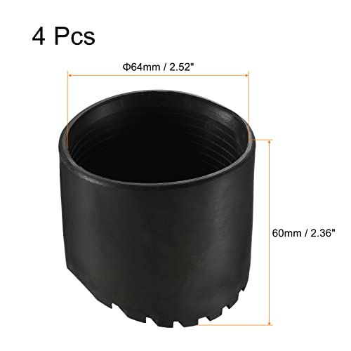 MECCANIXITY Ladder Non-Slip Feet Mat 64mm ID Rubber Round Telescopic Ladder Accessories Pad Cover Cushion for Ladder Protection Black Pack of 4 - size: 64mm