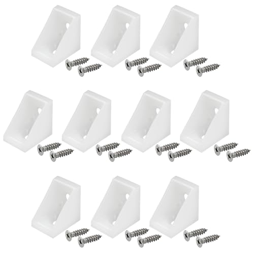 30 Pcs Plastic Corner Braces Nylon Shelf Closet Furniture Angle Bracket for Home Drawers Windows Cabinet, 0.79" x 0.79" x 0.59" (LxWxH)