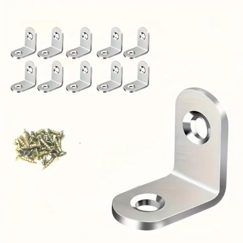 30PCS Heavy-Duty Stainless Steel L-Shaped Brackets Set with Screws - for Wooden Furniture, Tables & Chairs, Silver - color: Silver