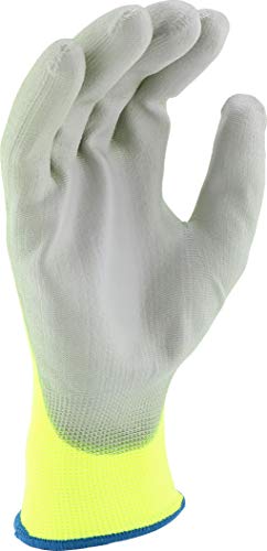 IRONCAT West Chester PosiGrip HVY713SUTS PU Palm Coated Polyester Gloves - [Pack of 12] XX-Large, HI-VIS Yellow Dexterous Gloves with Touch Screen Fingertips, Knit Wrist
