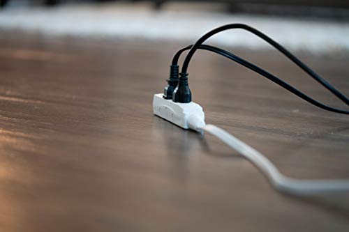 Woods Slimline Indoor Flat Extension Cord,8 Ft,16 Gauge Right Angle Plug,3 Polarized Outlets,125 Volts,White,2241,(Pack of 6) - size: 8 Foot (Pack of 6)