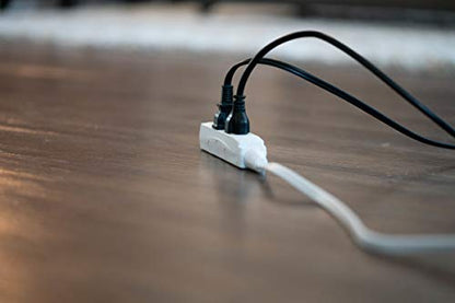 Woods Slimline Indoor Flat Extension Cord,8 Ft,16 Gauge Right Angle Plug,3 Polarized Outlets,125 Volts,White,2241,(Pack of 6) - size: 8 Foot (Pack of 6)