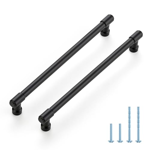 JOY DECOR 2 Pack 7-1/2 Inch Matte Black Cabinet Handles Modern Dresser Drawer Pulls Kitchen Cabinet Hardware for Cupboard Door Handles - color: Matte Black, size: 7-1/2 In Hole Center