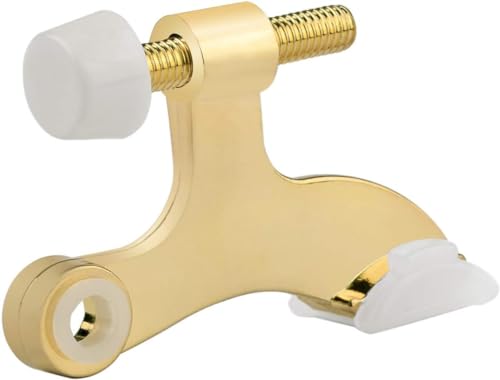 HOMOTEK 48 Pack Hinge Pin Bright Brass Door Stopper,Adjustable Deluxe Heavy Duty Door Stopper 2-1/2"x1-3/4,with White Rubber Bumper Tips - color: Bright Brass, size: 48 Pack