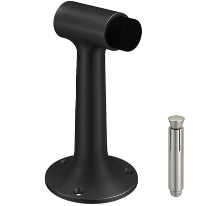 Heavy Duty 6″ Door Stop, Solid Brass Commercial Grade, Floor Mount Stopper (Matte Black) - color: Matte Black
