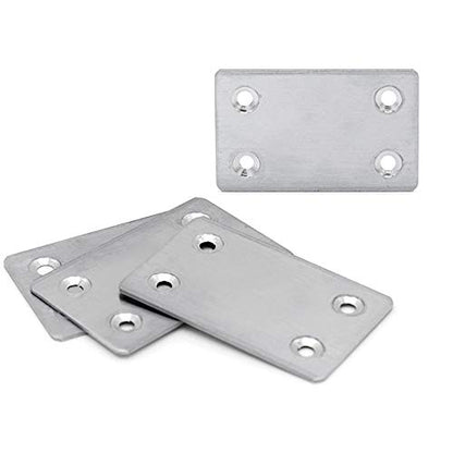 heyous 10pcs Stainless Steel Straight Support Shelf Bracket Flat Corner Brace Brackets Mending Plates Repair Fixing Joining 60 x 38mm with Mounting Screws