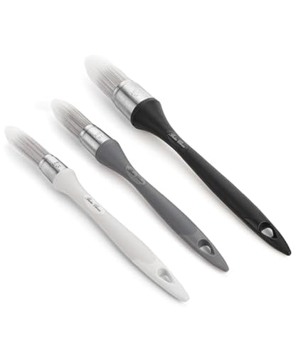 Bates- Trim Paint Brush, 3 pcs, 5/8”, 3/4” and 1”, Ergonomic Handle, Grey Theme, Trim Brushes for Painting - color: Grey Theme