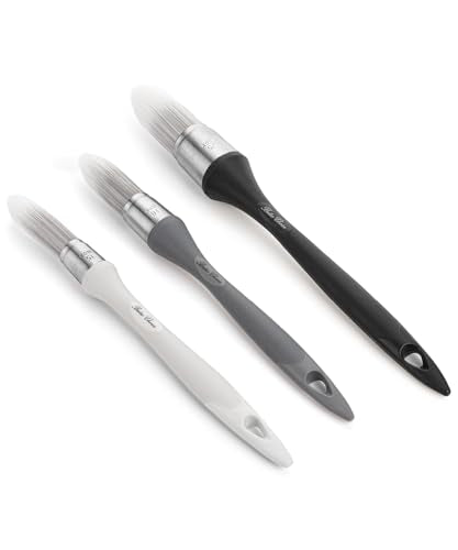 Bates- Trim Paint Brush, 3 pcs, 5/8”, 3/4” and 1”, Ergonomic Handle, Grey Theme, Trim Brushes for Painting - color: Grey Theme