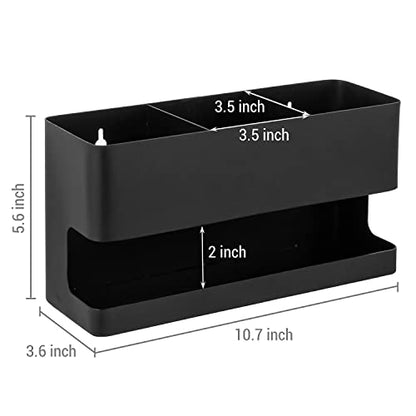 MyGift Hair Tool Organizer, 3-in-1 Metal Hair Dryer Holder, Wall Mounted Blow Dryer Holder, Black Bathroom Organizer for Curling Irons, Hair Straighteners, Hair Brush Holder and Hot Tools - color: Black