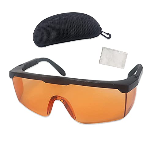 UV Light Safety Glasses Protection,UVC 400 Blue Light Blocking Protective Glasses Goggles,Ansi Z87 Adjustable Temples Eyewear, Shaded Shatterproof Scratch Resistant Safe Sunglasses with Case - color: Orange