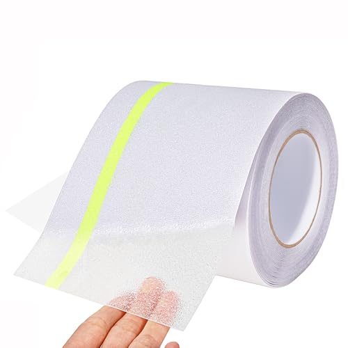 Qingluan Anti Slip Tape Heavy Duty Grip Tape Non Slip Stair Treads Waterproof High Traction Safety Tape for Indoor Outdoor Stairs Steps Floors(Transparent Glow in The Dark Green, 6 Inch x 32.8ft) - color: Transparent Glow in The Dark Green, size: 5.9 Inch
