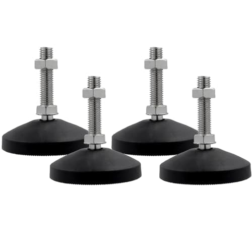 M12x50mm Leveling Feet, 3.2 Inch Height & 880 lb Capacity, Heavy Duty Adjustable Swivel Furniture Glides, Threaded Rubber Feet Levelers for Table, Shelves, Workbench, Cabinet, Machine, 4Pcs - color: Black, size: D80xm12xh50mm