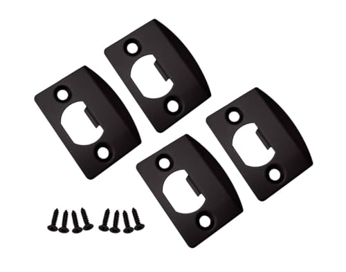 QCAA Solid Brass Latch Strike Plate L 2-1/4" x W 1-7/16", Screw Hole CTC 1-5/8", Oil Rubbed Bronze, Made in Taiwan, 4 Pack - color: ORB, size: 4 Pack