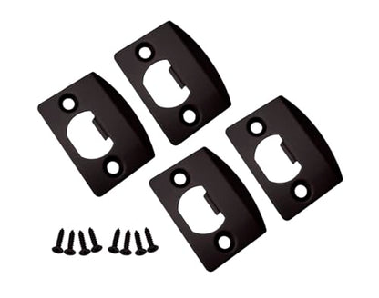 QCAA Solid Brass Latch Strike Plate L 2-1/4" x W 1-7/16", Screw Hole CTC 1-5/8", Oil Rubbed Bronze, Made in Taiwan, 4 Pack - color: ORB, size: 4 Pack