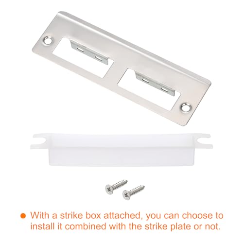 uxcell Door Strike Plate, 128mm x 42mm 201 Stainless Steel Latch Deadbolt Strike Plate for Door Frame Door Jamb, Silver - size: 128mm x 42mm