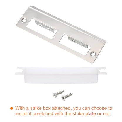 uxcell Door Strike Plate, 128mm x 42mm 201 Stainless Steel Latch Deadbolt Strike Plate for Door Frame Door Jamb, Silver - size: 128mm x 42mm