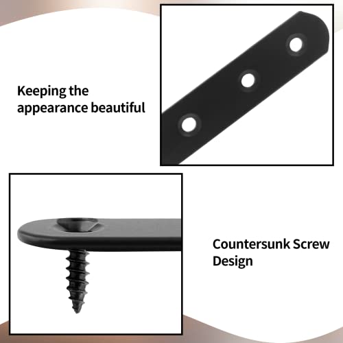 Jiozermi 8 Pcs Straight Brace, Flat Brace 3.9” x 0.8”, Stainless Steel Straight Bracket, Mending Joining Plates for Wood, Board, Bed Frame, Furniture & Shelves, Matte Black - size: Black, 3.9” x 0.8”, 8 Pcs