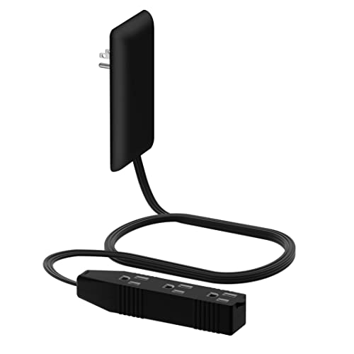 LIDER Flat-Face Outlet Extender with 3 Receptacles, Ultra-Thin Wall Plate Plug with Cord Extender and 3-Outlet Power Strip, 3ft Cord, LWE3-315-BK, ETL-Listed, Black - color: Black, size: 1 Pack