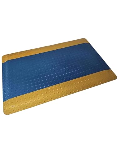 20Mm Anti-Static Conductive Rubber Anti-Fatigue Mat - Thick Standing Pad for Garage Warehouse Workbench-Yellow+blue-23.6x47.2in - color: Yellow+blue