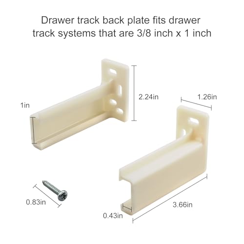 Drawer Track Back Plate Compatible with Prime-Line R 7265, 3/8 in. x 1 in. ABS Hard Materials, Off-White (1 Pair)