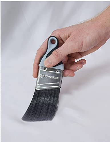 ROLLINGDOG 2 Inch Trim Paint Brush - 50mm Angled Sash Paint Brush and Pointed Round Trim Brush for Painting Walls and Ceilings - color: 2pc Trim Paint Brush Set