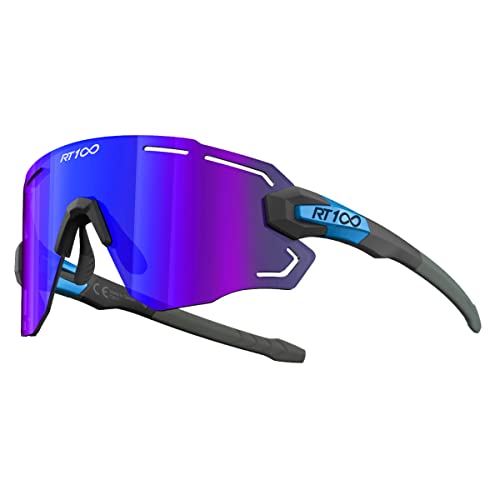 RIDE YOUR WAY Professional wrap around Frameless Cycling Sunglasses for Men and Women - color: Black Blue-blue Ml