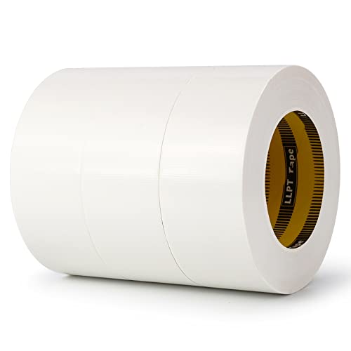 LLPT Duct Tape Industrial Grade 3 Pack 2” x 35 Yards Each Roll Easy to Tear Muti-Use Colorful Bulk Fabric Tape for School Home Office and Industrial Use Color White (DT350WT) - color: White