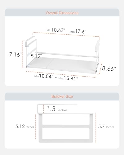 Expandable Under Shelf Storage Basket, 2 Pack Hanging Baskets Under Cabinet Shelf Organizer, Add-on Space Saver Kitchen, Pantry, Laundry Room, Heavy-Duty Slide-in White Higher - size: 10.04-16.81" W × 8.66" D × 7.16" H