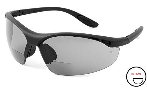 Calabria Rhino R91348 Anti Fog Bifocal Reading Safety Glasses Readers Wrap Around Eye Protection Eyewear w/Camouflage Pouch - color: Smoke, size: 2.50