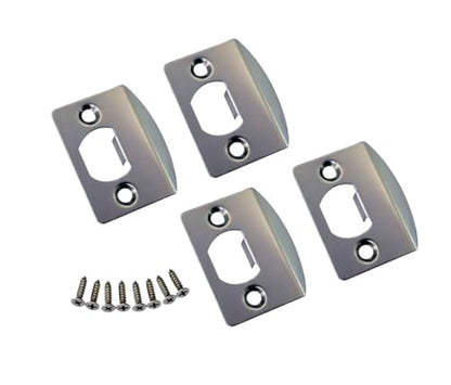 QCAA Solid Brass Latch Strike Plate L 2-1/4" x W 1-7/16", Screw Hole CTC 1-5/8", Satin Nickel, Made in Taiwan, 4 Pack - color: Satin Nickel, size: 4 Pack