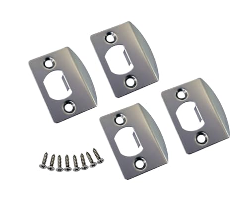 QCAA Solid Brass Latch Strike Plate L 2-1/4" x W 1-7/16", Screw Hole CTC 1-5/8", Satin Nickel, Made in Taiwan, 4 Pack - color: Satin Nickel, size: 4 Pack