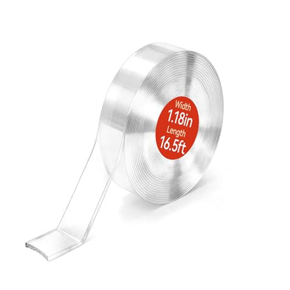 Comix Double Sided Tape Heavy Duty, 1.18" x 197"(16.4ft), Removable Washable Nano Tape, Residue-Free, Multipurpose Reusable Gel Mounting Tape, 1 Roll - size: 16.4ft, style: 1 Pack