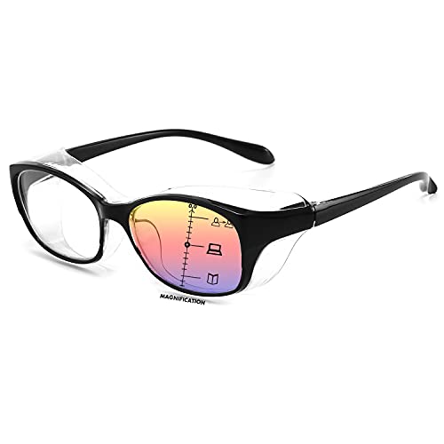 Dollger Safety Glasses with Readers 1.5 2.0 1.0 Progressive Multifocus Anti Fog and Blue Light Blocking Reading Glasses - color: Black, size: 1.5x
