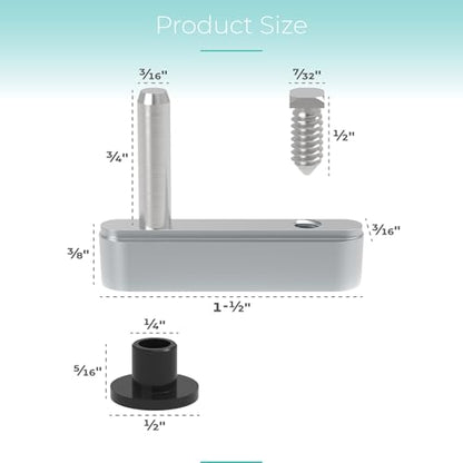 Shower Door Pivot Block with 3/4" Pin for Framed Swing Shower Doors, Shower Door Hinge Pin Kit Fits Framed Swing Door Replacement Pivot Bracket, Glass Door Replacement Parts