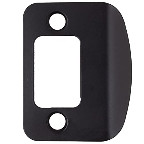 Stone Harbor Hardware Full Lip Round Corner Deadbolt Strike Plate, 2-1/4 Inches, 1-5/8" Center-to-Center, Matte Black - color: Matte Black