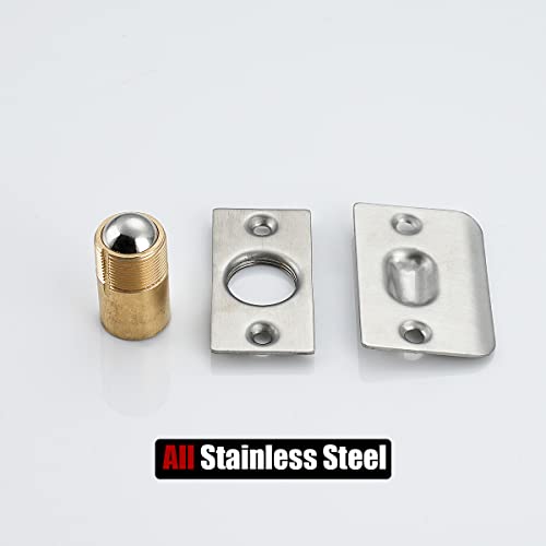 JQK Closet Door Ball Catch Hardware, Stainless Steel Catch Adjustable with Strike Plate, Brushed Satin Finish 4 Pack, HBC100-P4 - color: Brushed, size: 4 Pack