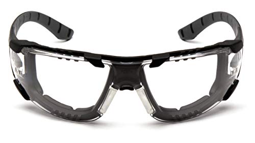 Pyramex Endeavor Plus Safety Glass Black/Gray Frame With Foam Padding Clear H2MAX Anti-fog Lens - color: Clear H2max Anti-fog Lens/ Black-gray Frame, style: Foam Padded