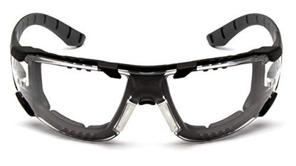 Pyramex Endeavor Plus Safety Glass Black/Gray Frame With Foam Padding Clear H2MAX Anti-fog Lens - color: Clear H2max Anti-fog Lens/ Black-gray Frame, style: Foam Padded