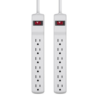 Belkin Power Strip Surge Protector - 6 AC Multiple Outlets, 2 ft Long Heavy Duty Metal Extension Cord for Home, Office, Travel, Computer Desktop & Phone Charging Brick - 200 Joules, White (2 Pack) - style: 2 ft - 2 Pack