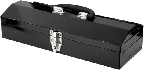 Portable Tool Box, 16inches Metal Tool Box, 4 Non-Slip Foot Pads, Ideal for Trailer, Mechanic, DIY-ers, Car Toolbox, Workshops, Garages, Repair Shops,Black - size: 1P-16in-Black