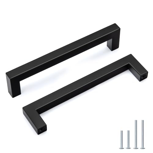 Goldenwarm Black Cabinet Pulls 5 Pack 6 1/4" Hole Center(160mm) Matte Black Cabinet Handles Stainless Steel Drawer Pulls Cabinet Hardware for Kitchen Bathroom Cupboard - color: Matte Black, size: 6 1/4 Inch Hole Center
