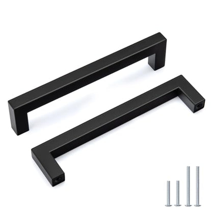 Goldenwarm Black Cabinet Pulls 5 Pack 6 1/4" Hole Center(160mm) Matte Black Cabinet Handles Stainless Steel Drawer Pulls Cabinet Hardware for Kitchen Bathroom Cupboard - color: Matte Black, size: 6 1/4 Inch Hole Center